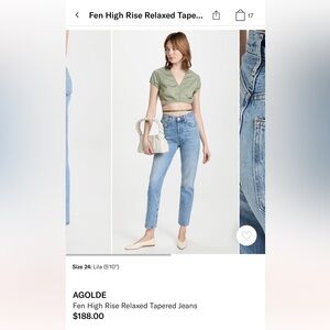 Agolde Fen- Cropped Ankle Jeans High-Waisted